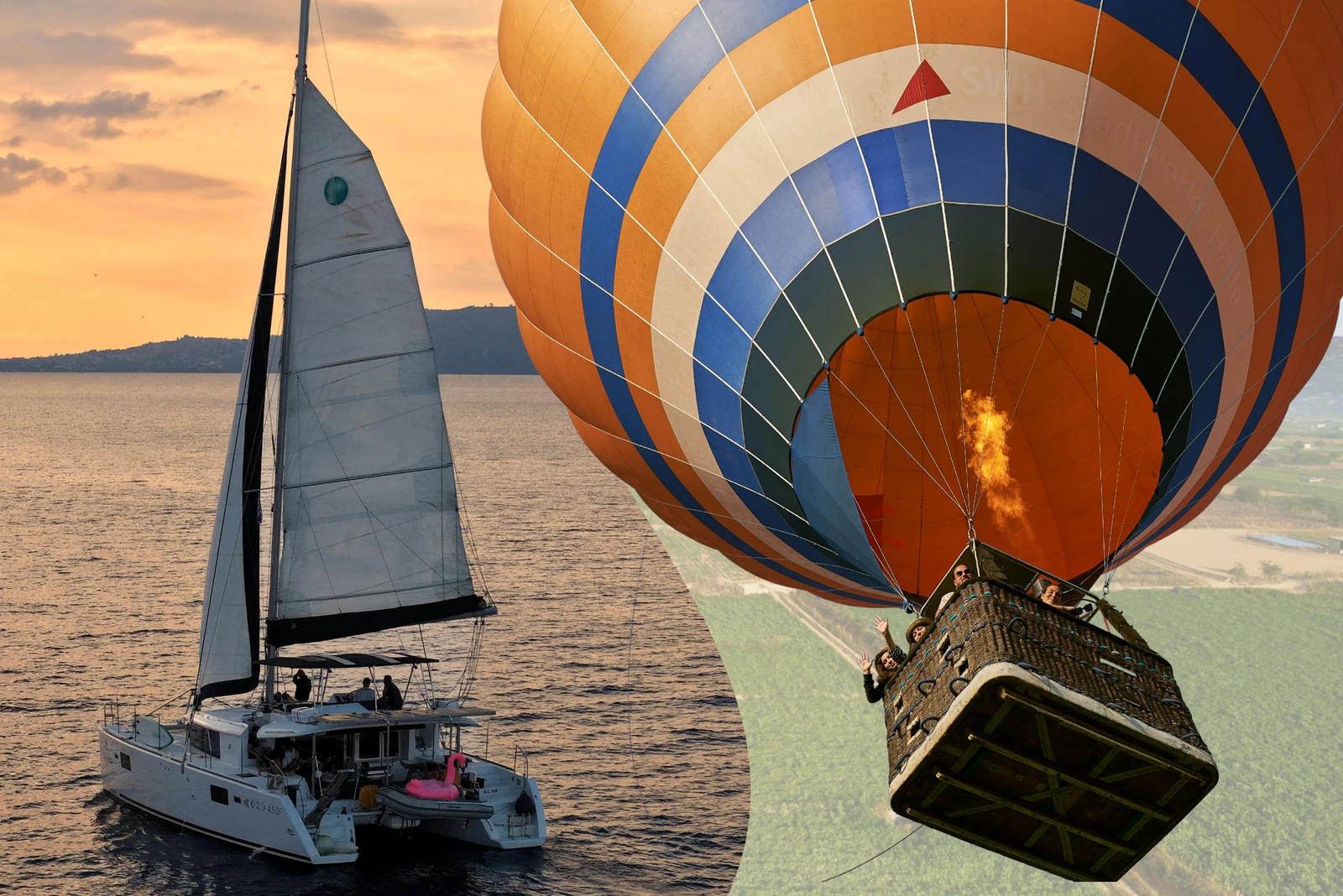 Sunrise Hot Air Balloon Flight & Sunset Catamaran Cruise